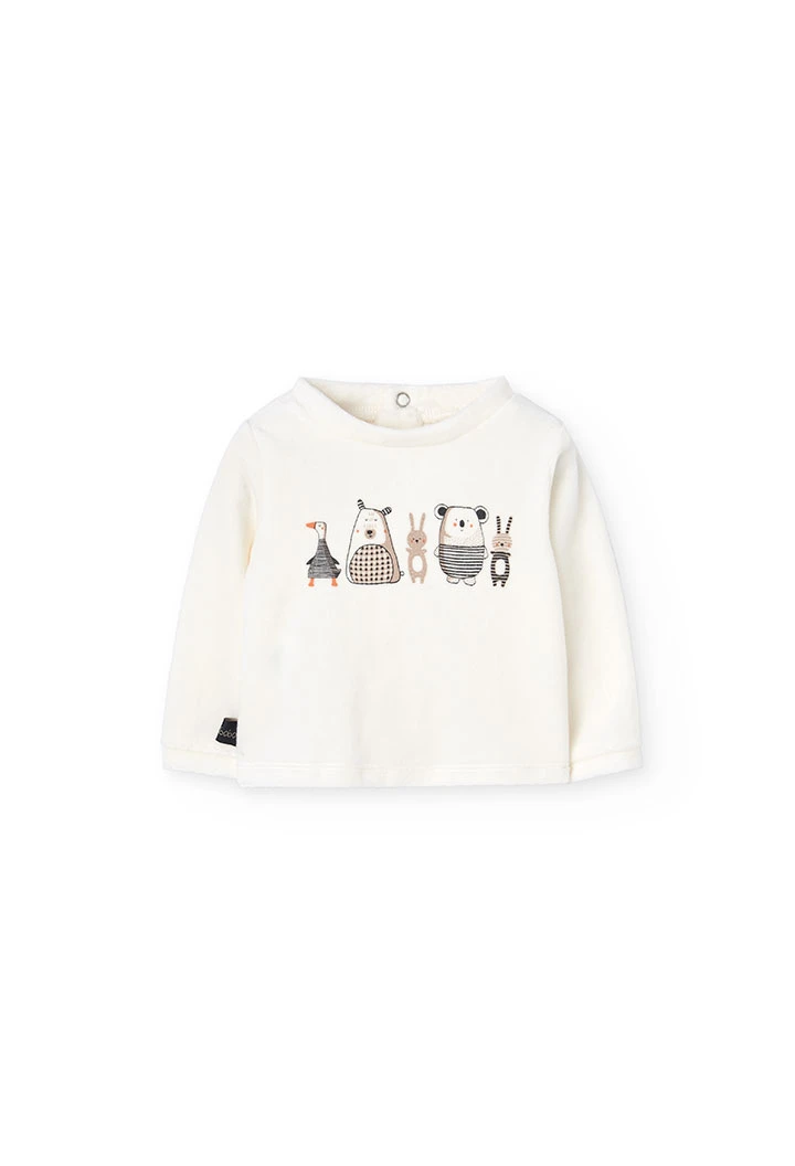 Ensemble bébé velours animaux blanc