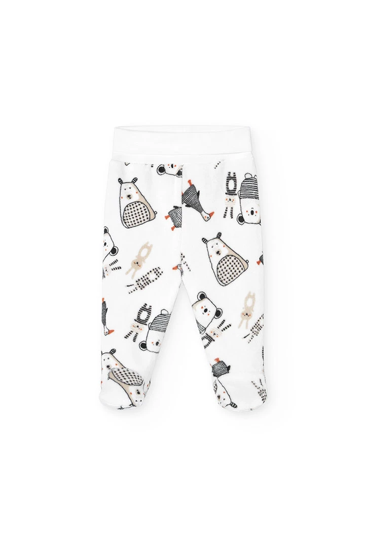 Ensemble bébé velours animaux blanc