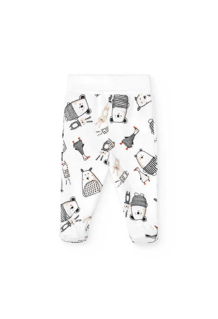 Ensemble bébé velours animaux blanc