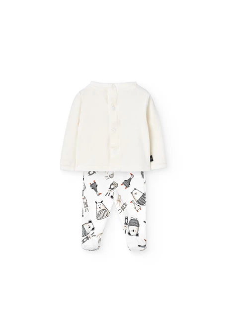 Set aus weißem Babyvelours mit Tiermotiven