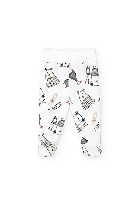 Set aus weißem Babyvelours mit Tiermotiven
