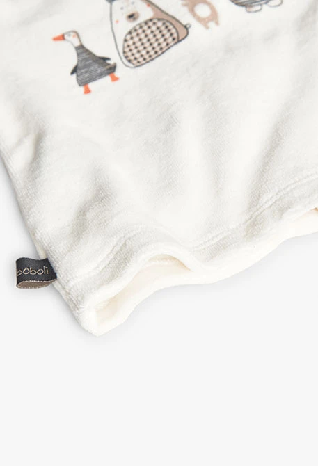 Set aus weißem Babyvelours mit Tiermotiven