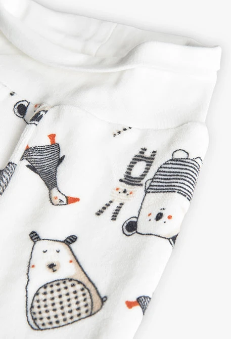 Set aus weißem Babyvelours mit Tiermotiven