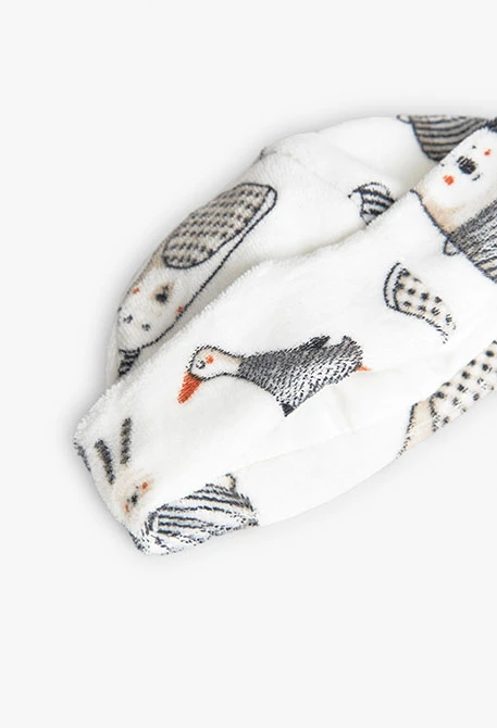 Conjunto bebé veludo animais branco