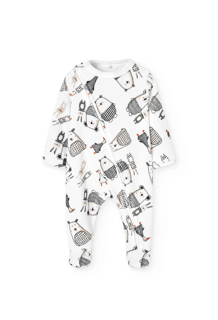 Strick-Babypyjama Tiere weiß