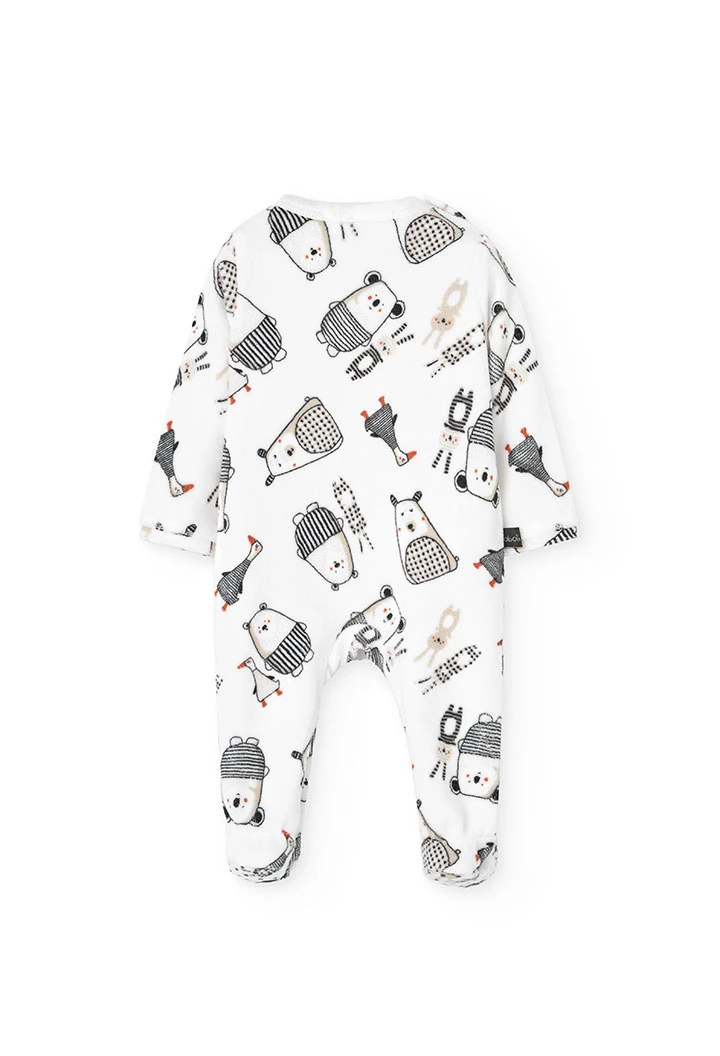 Strick-Babypyjama Tiere weiß