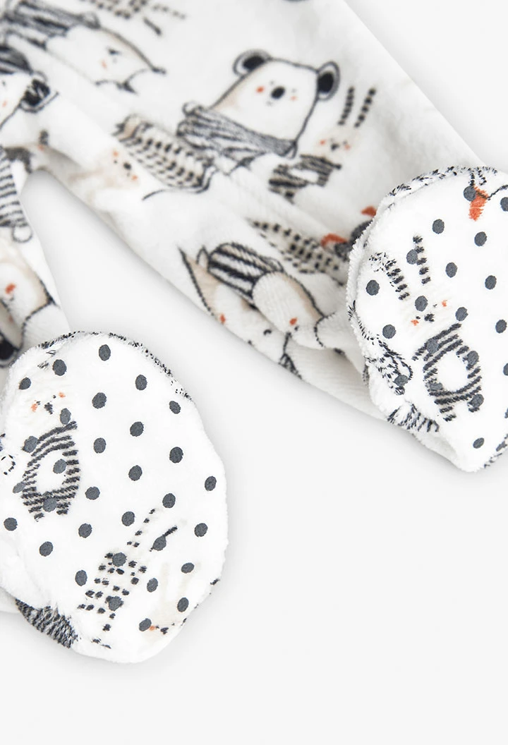Pigiama neonato di maglia animali bianco