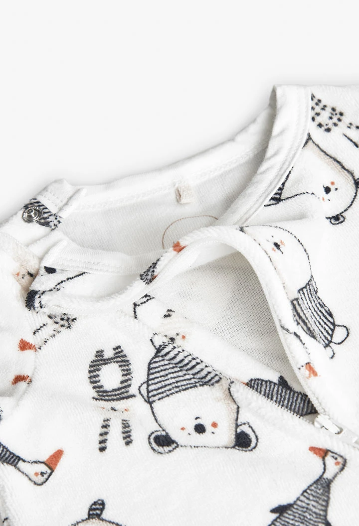 Strick-Babypyjama Tiere weiß