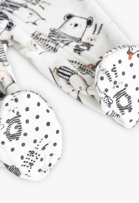 Pigiama neonato di maglia animali bianco