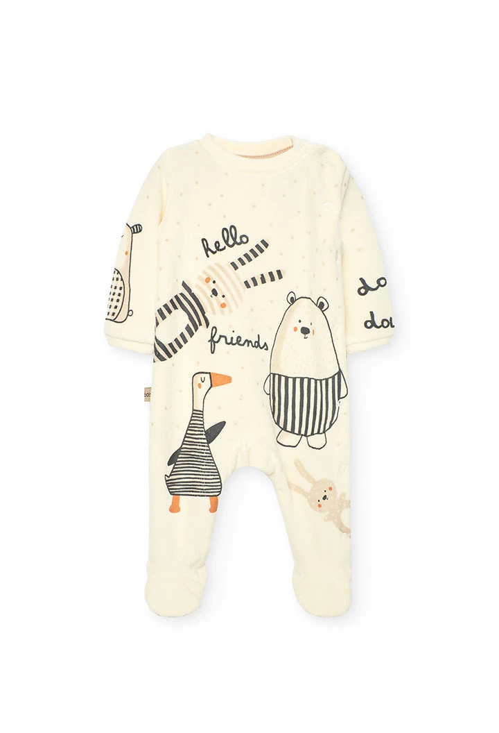 Pijama de nadó de punt blanc amb animals