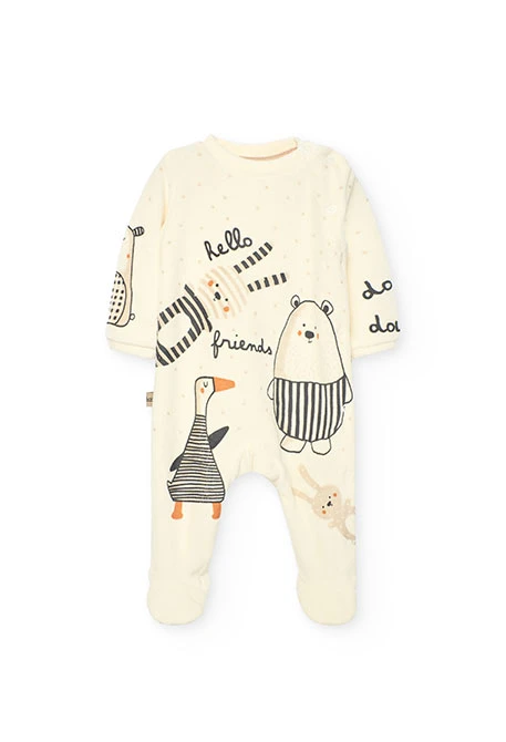 Grenouillère en tricot blanche à motifs animaux pour bébé