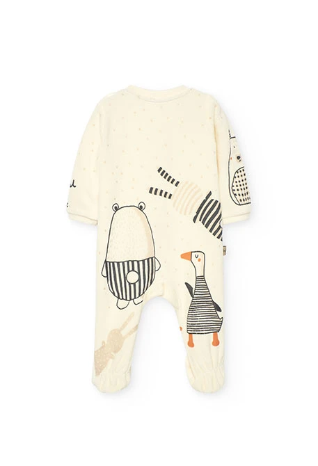 Grenouillère en tricot blanche à motifs animaux pour bébé