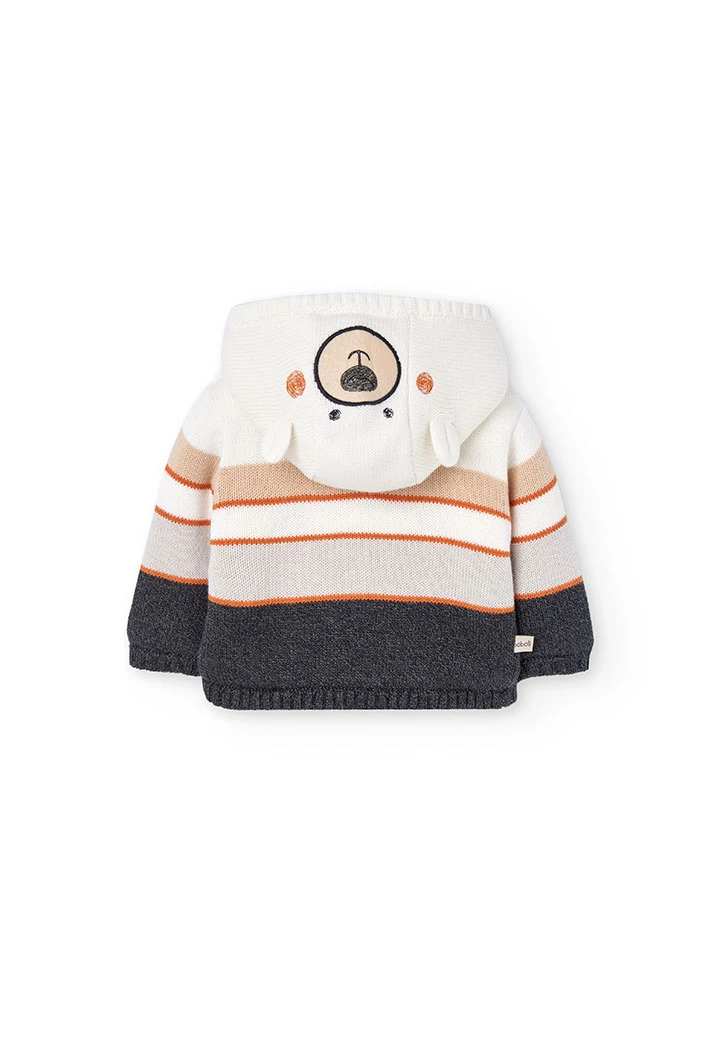 Knitted baby jacket in white