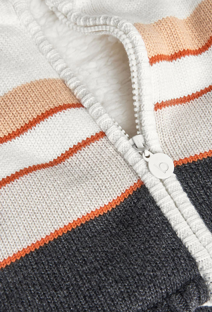 Knitted baby jacket in white