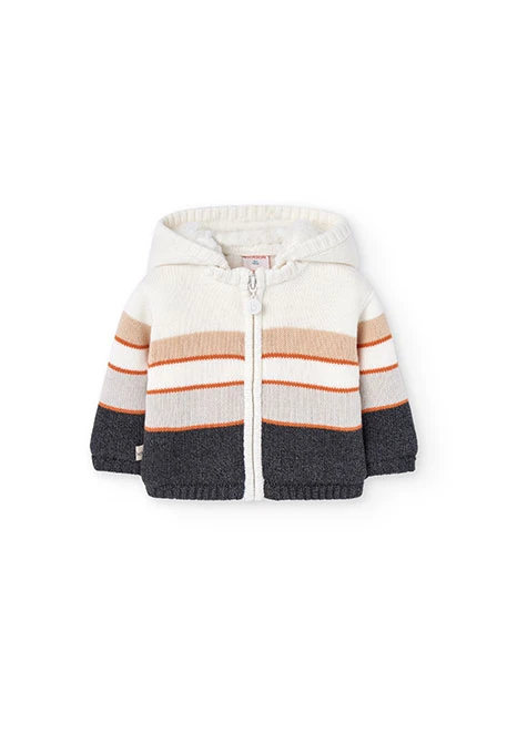 Knitted baby jacket in white