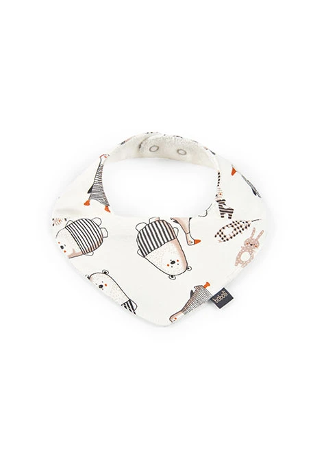 Baby bib with knitted animals