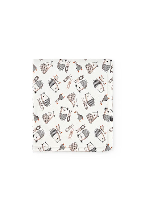 Manta bebé de punto estampado animales