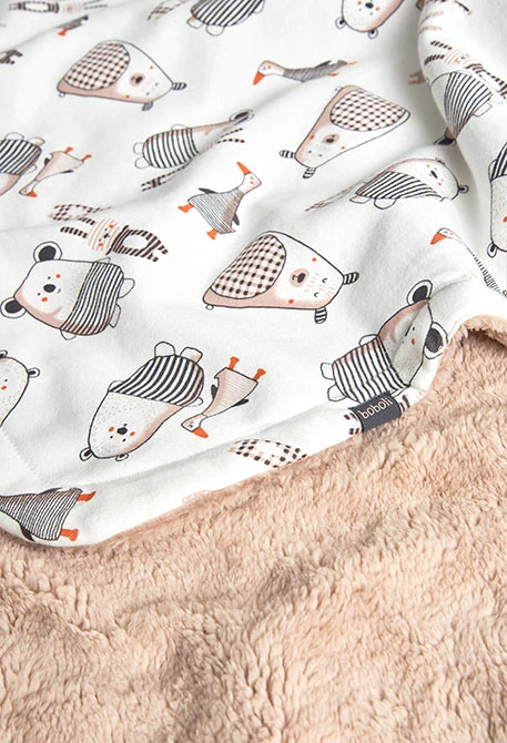 Copertina per neonato in maglia con stampa di animali