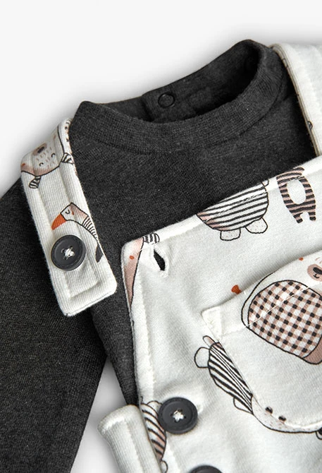 Conjunto bebé de malha animais cinzento