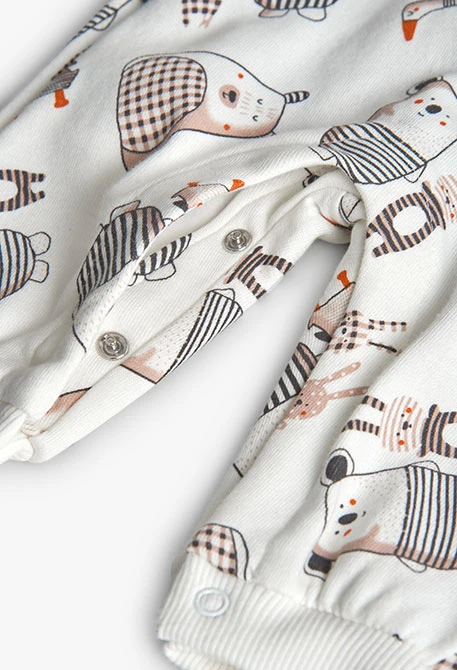 Completo neonato in maglia animali grigio