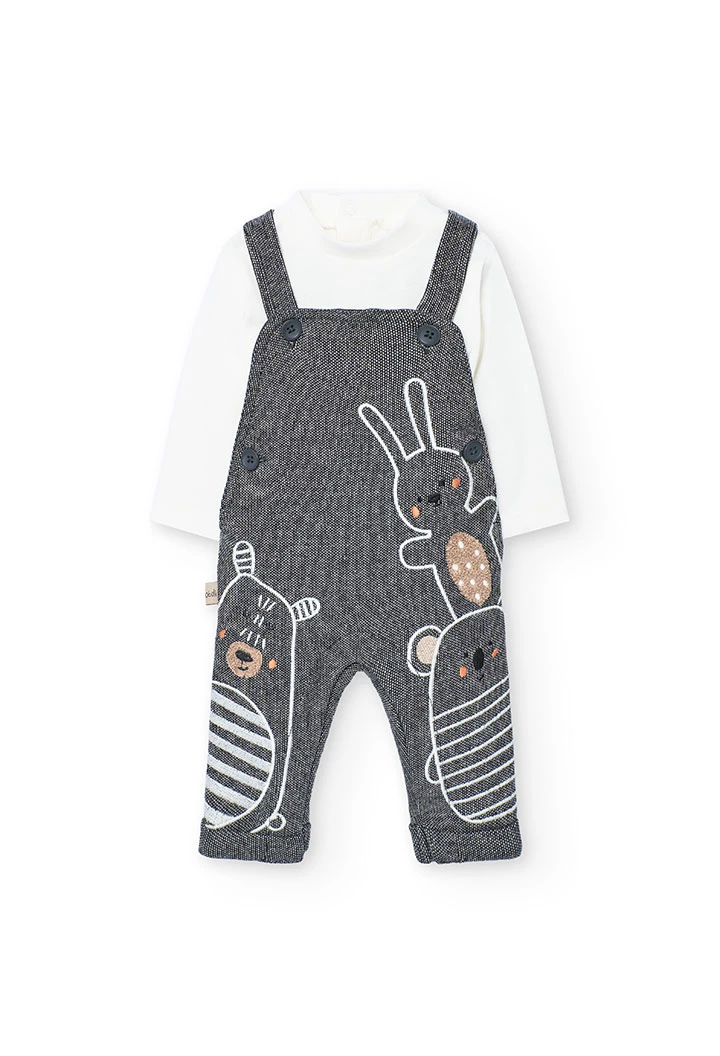 Ensemble bébé en tricot gris avec des animaux