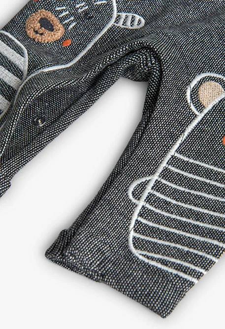 Completo neonato a maglia grigia con animali