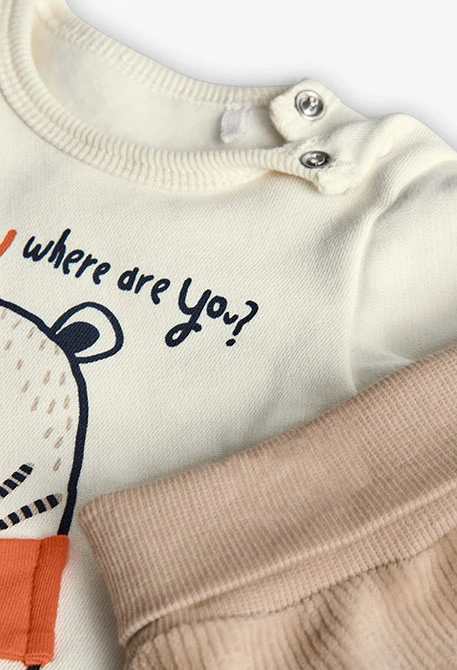 Conjunto de bebé de malha urso branco