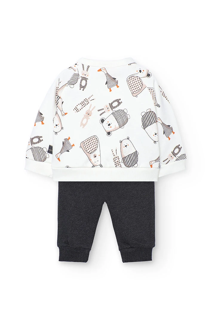 Completo neonato maglia bianca e grigio scuro