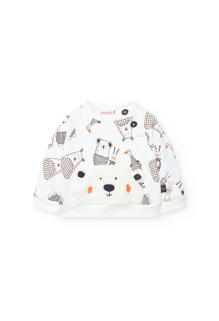 Completo neonato maglia bianca e grigio scuro