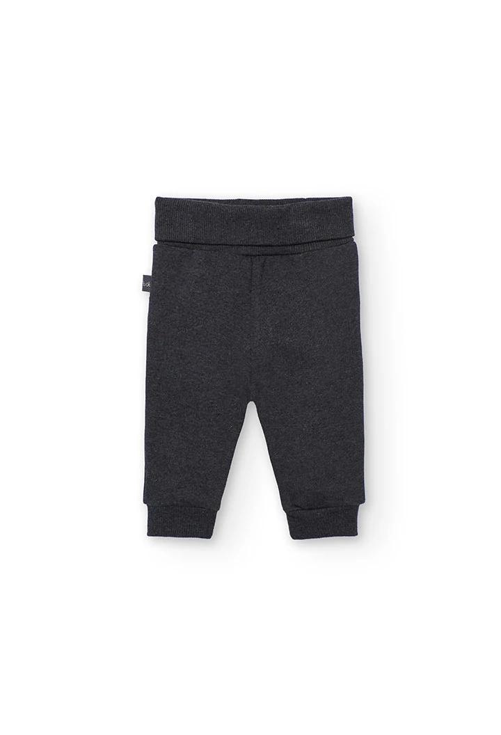 Conjunto bebé malha branca e cinza escuro