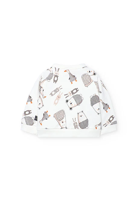 Baby outfit in white and dark grey knit fabric