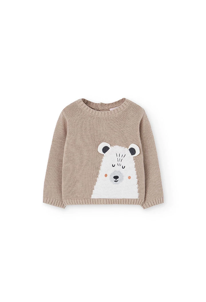 Beige Strickset für Babys mit Tiermotiven