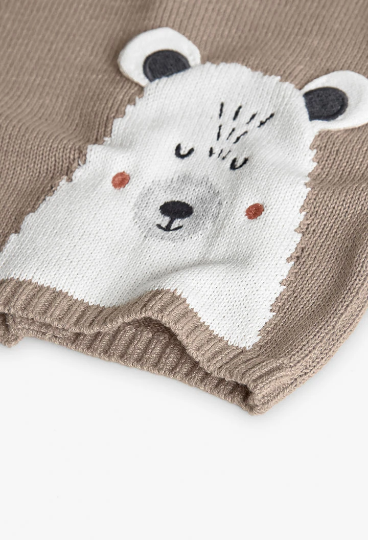 Beige Strickset für Babys mit Tiermotiven