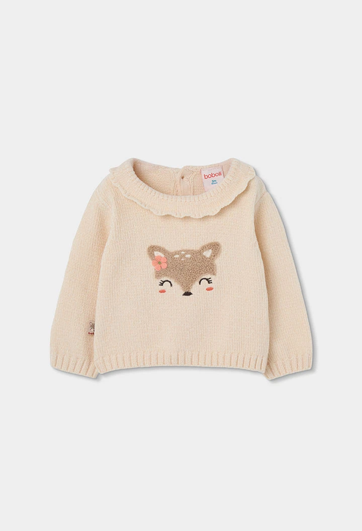 Ensemble bébé fille écru brodé cerf