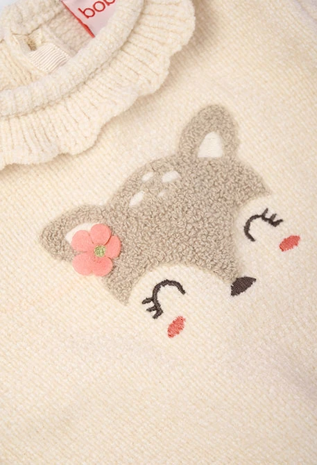 Babyset Mädchen naturfarben mit Hirsch-Stickerei