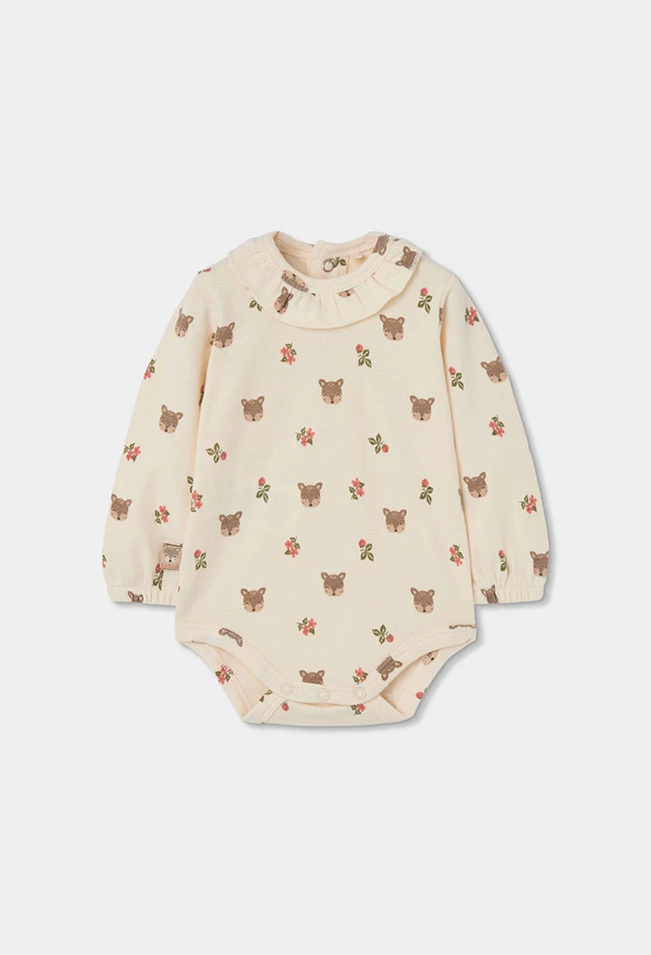 Ensemble maille bébé fille beige brodé cerf