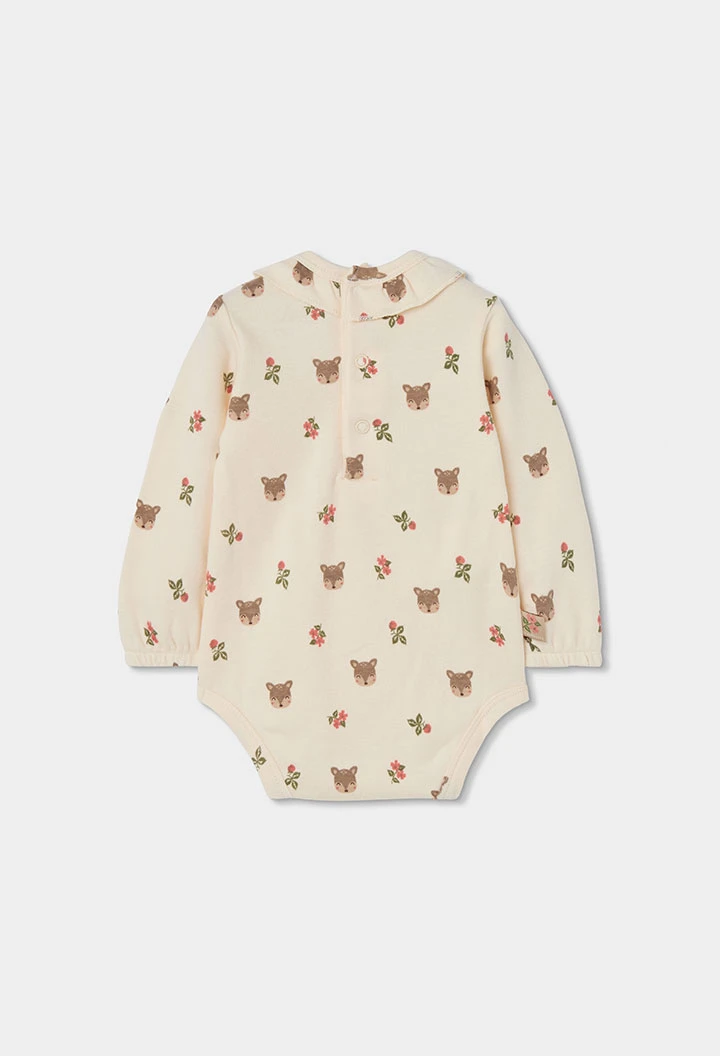 Ensemble maille bébé fille beige brodé cerf
