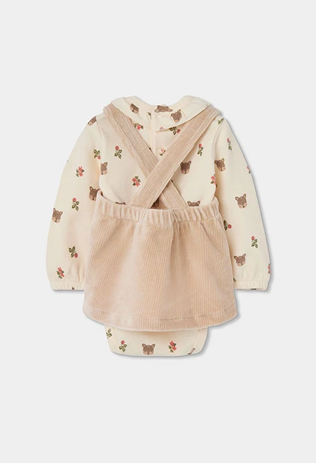 Ensemble maille bébé fille beige brodé cerf