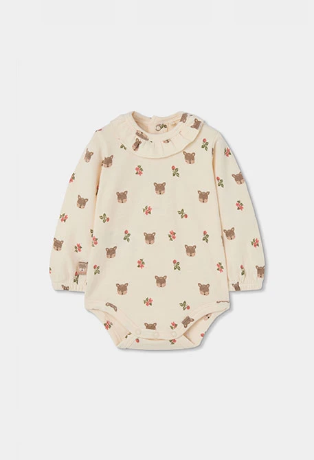 Ensemble maille bébé fille beige brodé cerf