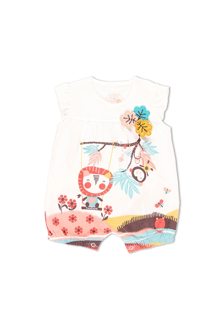 Grenouillère en tricot pour bébé fille - organique