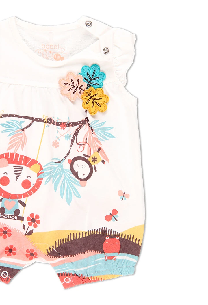 Grenouillère en tricot pour bébé fille - organique