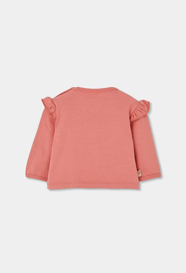 Conjunto de malha bebé menina rosa bordado de veados