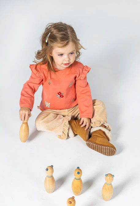 Ensemble maille bébé fille rose brodé renards