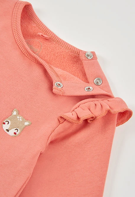 Ensemble maille bébé fille rose brodé renards