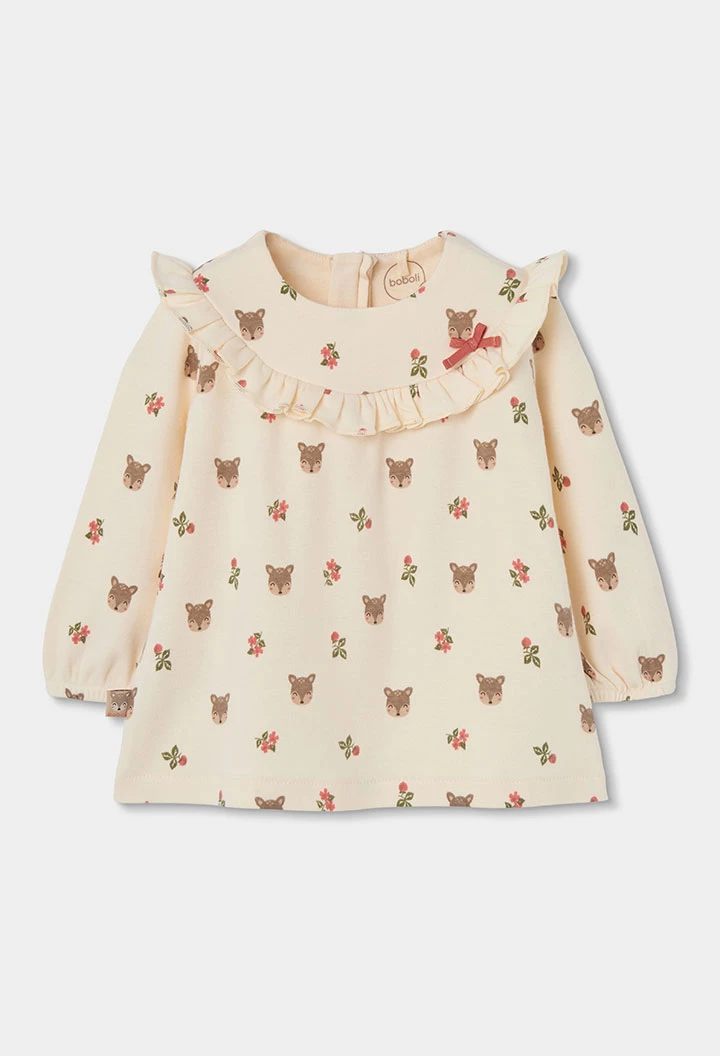Vestito neonato grezzo stampato cervi e fiori