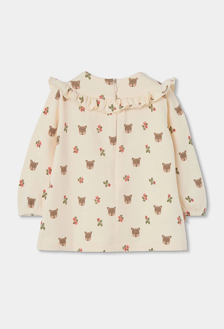Vestito neonato grezzo stampato cervi e fiori