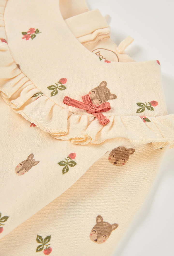 Vestito neonato grezzo stampato cervi e fiori