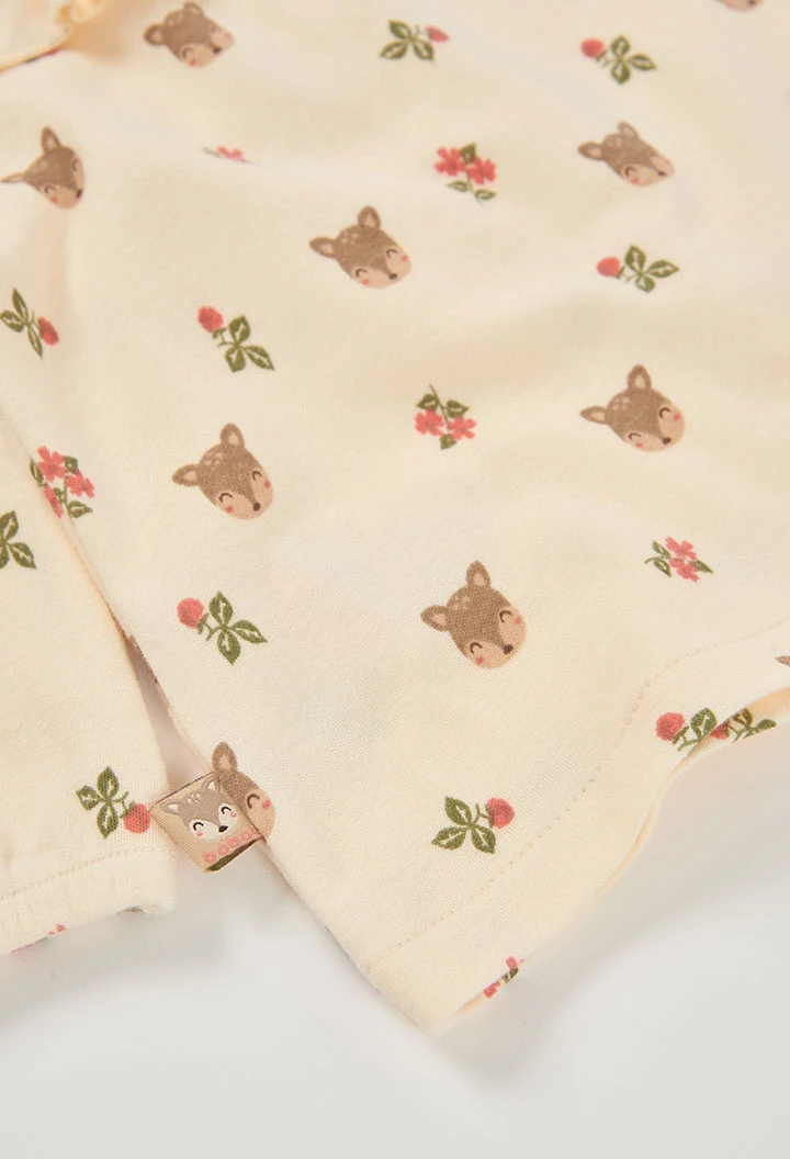 Vestito neonato grezzo stampato cervi e fiori