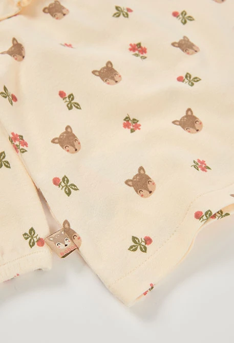 Robe bébé écrue imprimé oursons et fleurs