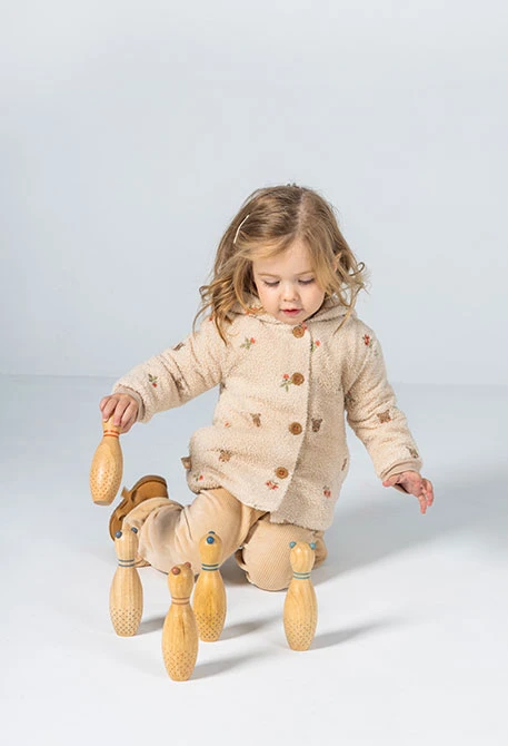 Veste molleton bébé écru broderie fleurs